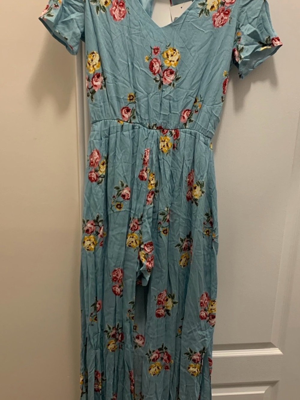 Light Blue Floral Romper Dress